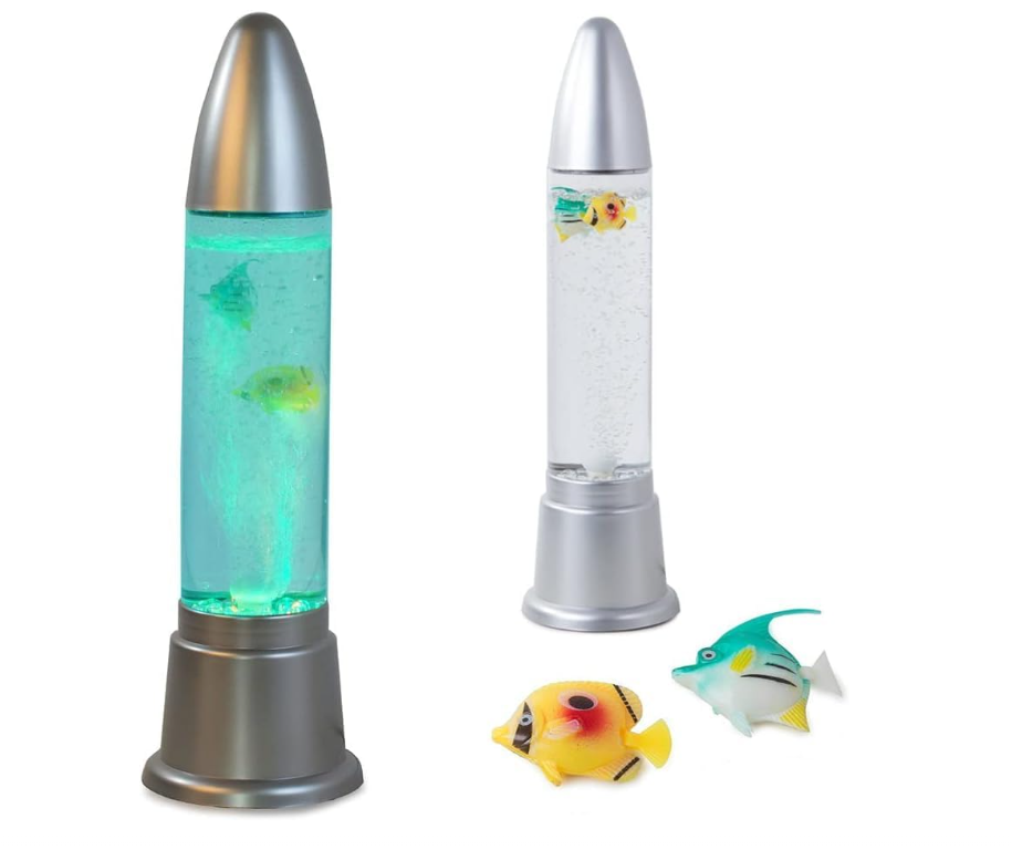 Magma Lamp Light Glass Aqua Bubble Tube Fish Lamp Rocket Shaped Colour Changing Led Artificial Aquarium With Colourful Fish Lamp