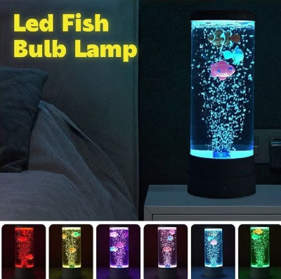 Color Change LED Bubble Fish Lamp Tube Tower Sensory Mood Light