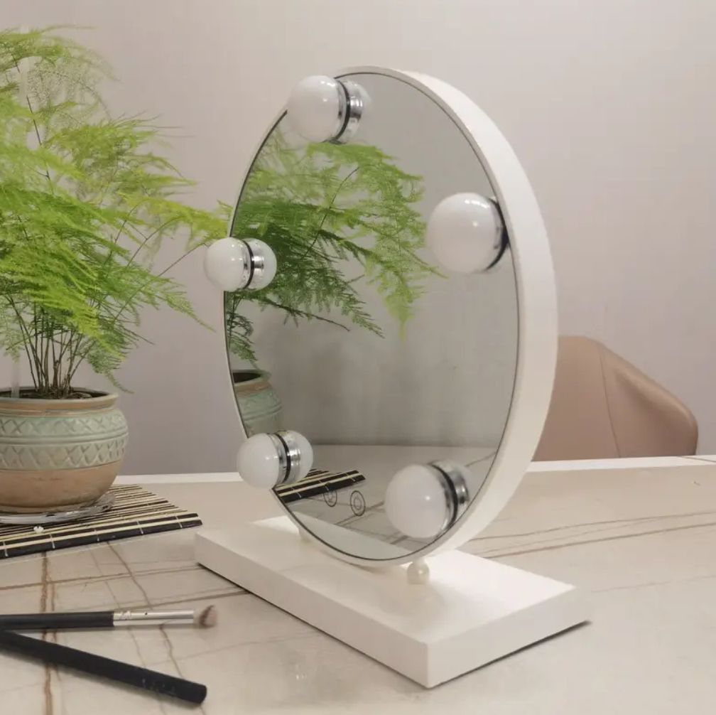 1pc Round Hollywood Led Makeup Mirror