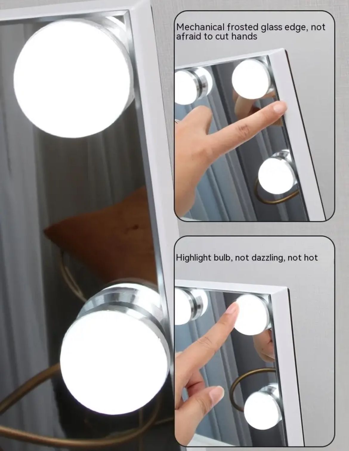 Hollywood Desktop Lighted Beauty Mirror Square Makeup Mirror With Led 12 Light Bulb