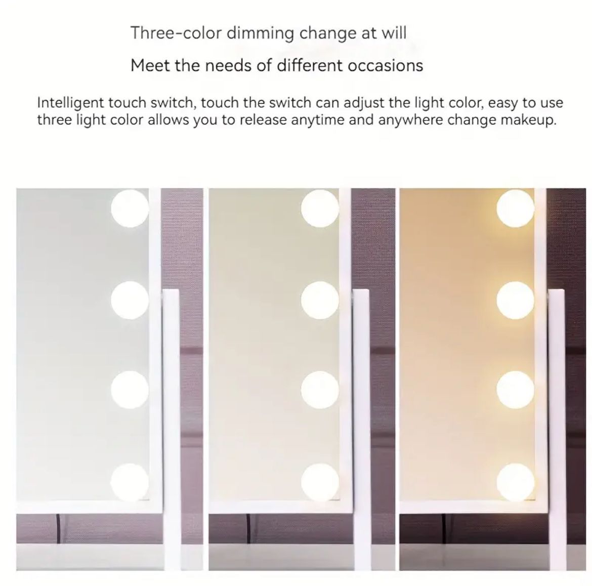 Hollywood Desktop Lighted Beauty Mirror Square Makeup Mirror With Led 12 Light Bulb